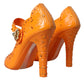 Orange CINDERELLA Floral Crystal Pumps Shoes