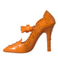 Orange CINDERELLA Floral Crystal Pumps Shoes