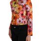 Multicolor Floral Brocade Blazer Coat Jacket