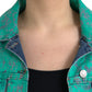 Green Cotton Tie Dye Cropped Cropped Denim Jacket