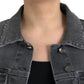 Dark Gray Cotton Stretch Cropped Denim Jacket