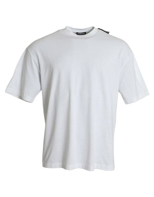 T-shirt girocollo in jersey di cotone bianco sporco