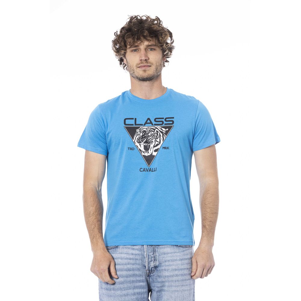 T-shirt da uomo in cotone azzurro