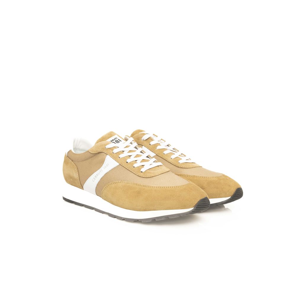 Sneaker da uomo in pelle beige