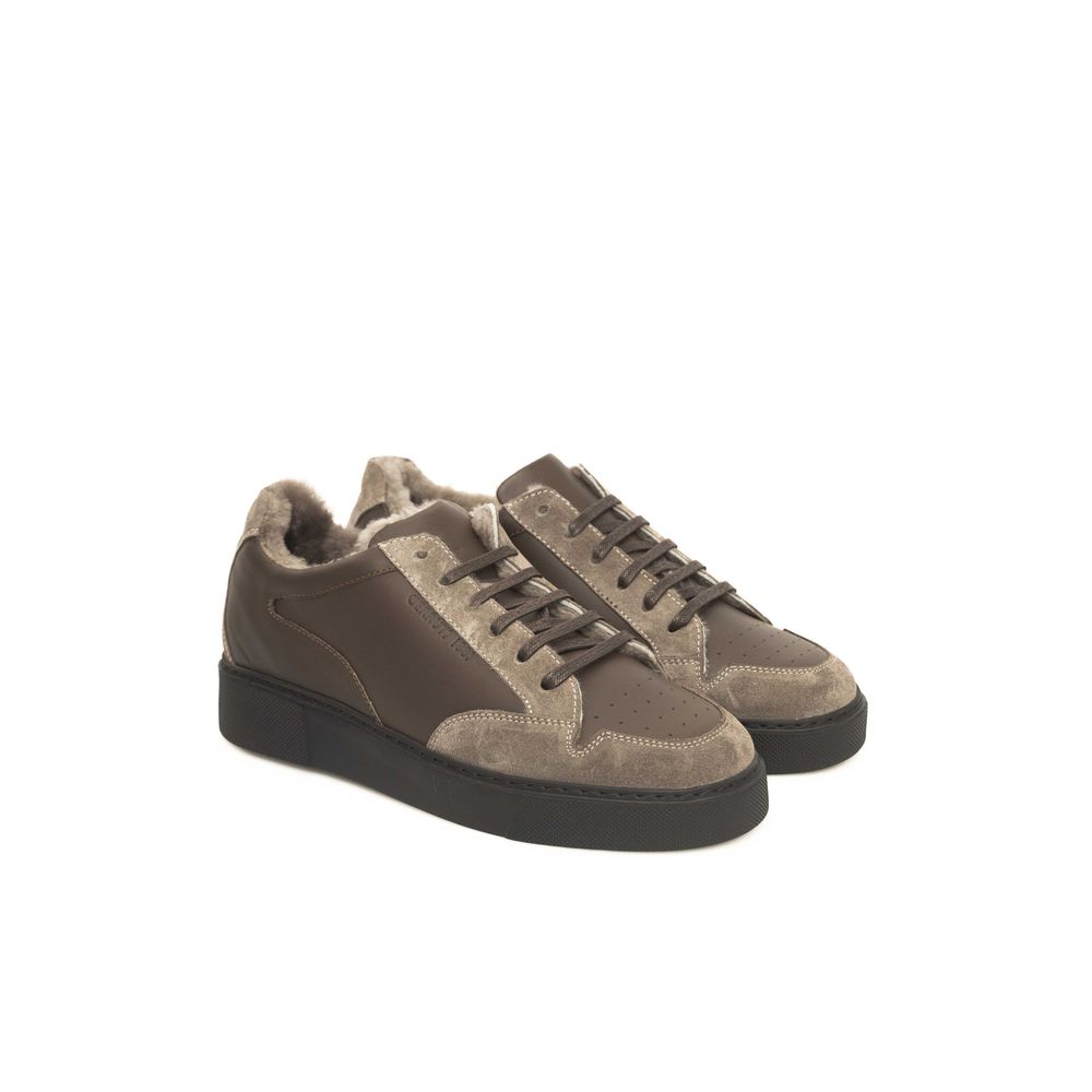 Sneaker da uomo in pelle beige