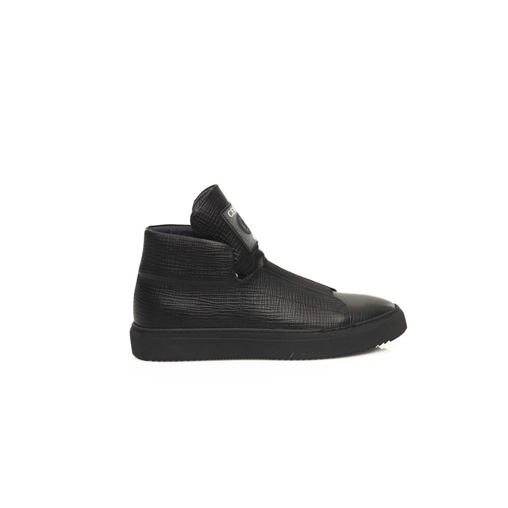 Schwarze Leder Herren Sneaker