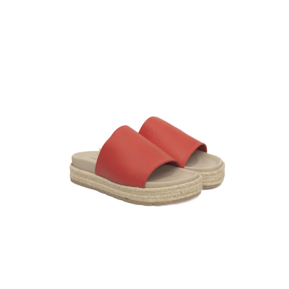 Red Leather Women Sandal