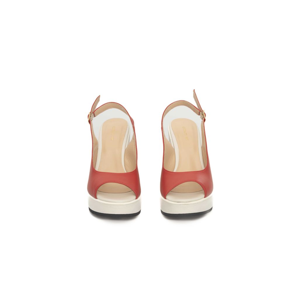 Sandalo da donna in pelle rossa