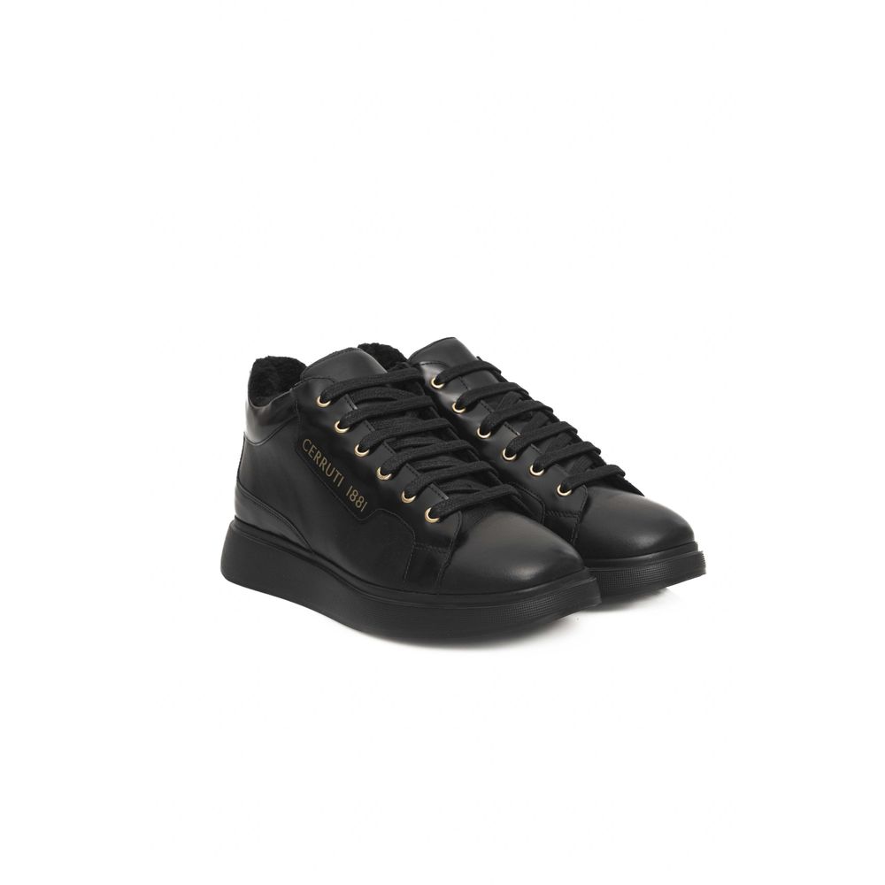 Sneaker da donna con plateau in pelle nera