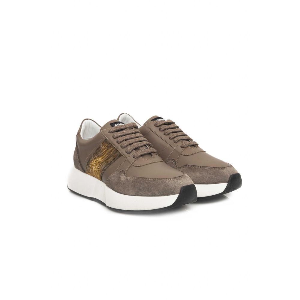 Sneaker da donna in pelle beige