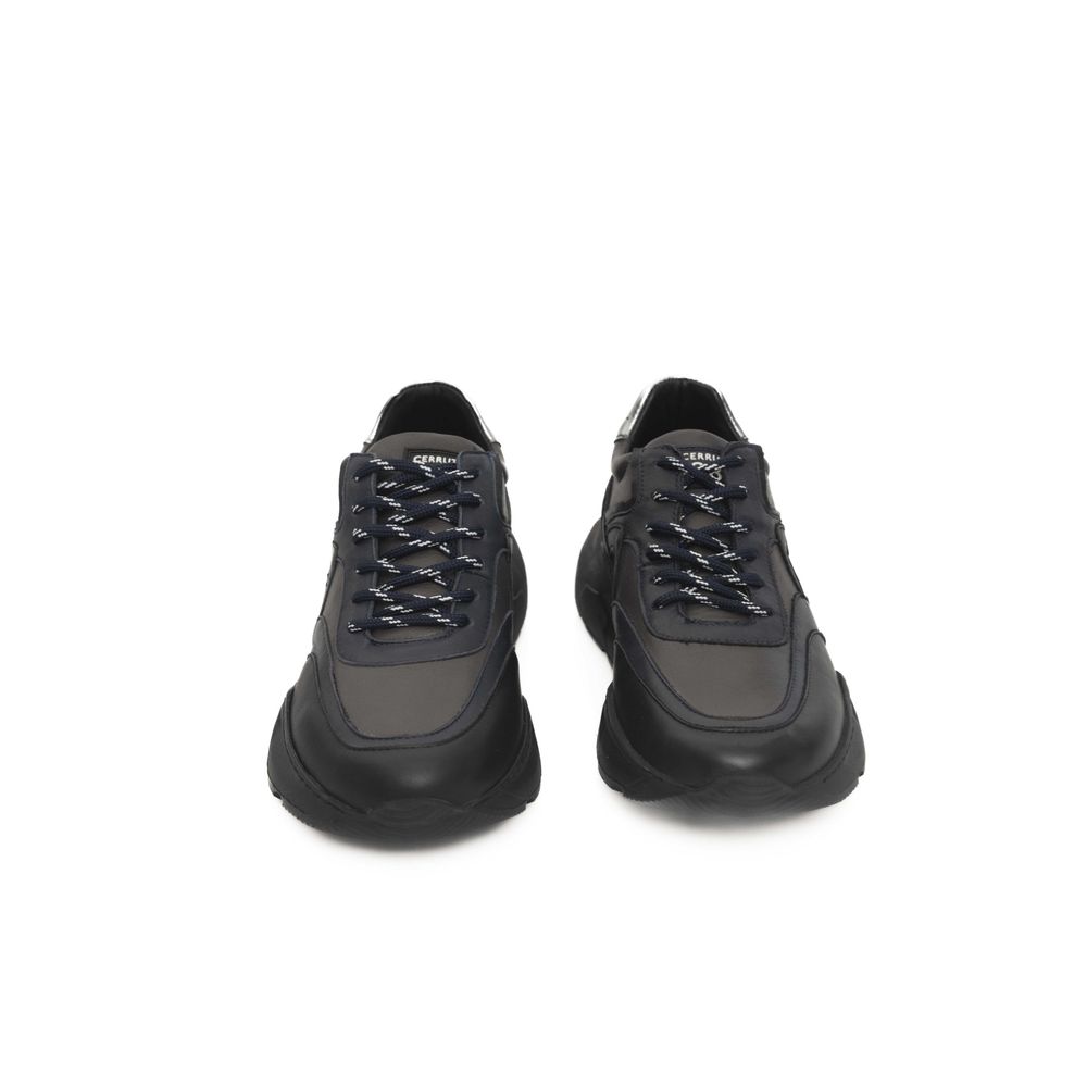 Sneaker da uomo in pelle blu