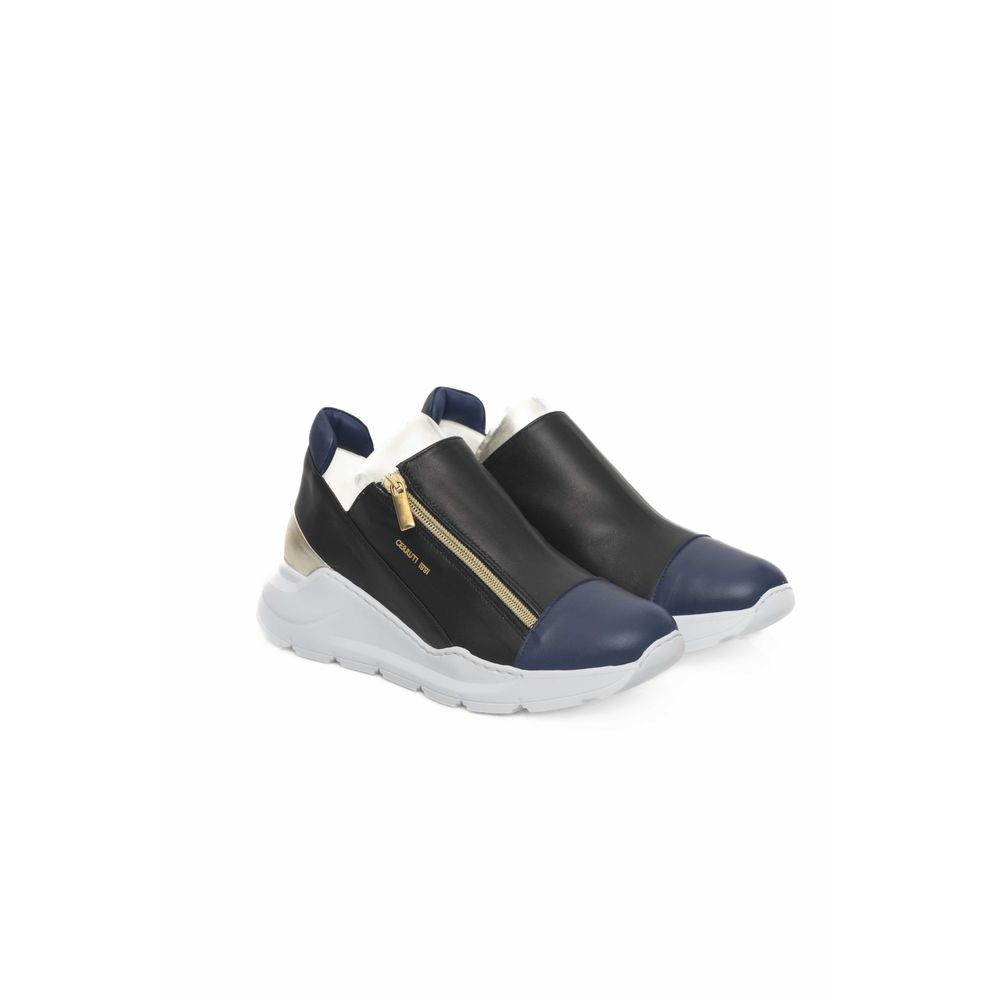 Cerruti 1881 Black Goatskin Women Sneaker