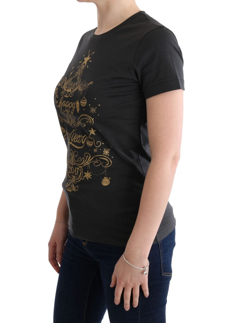 Elegantes graues Baumwoll-T-Shirt mit exklusivem Aufdruck