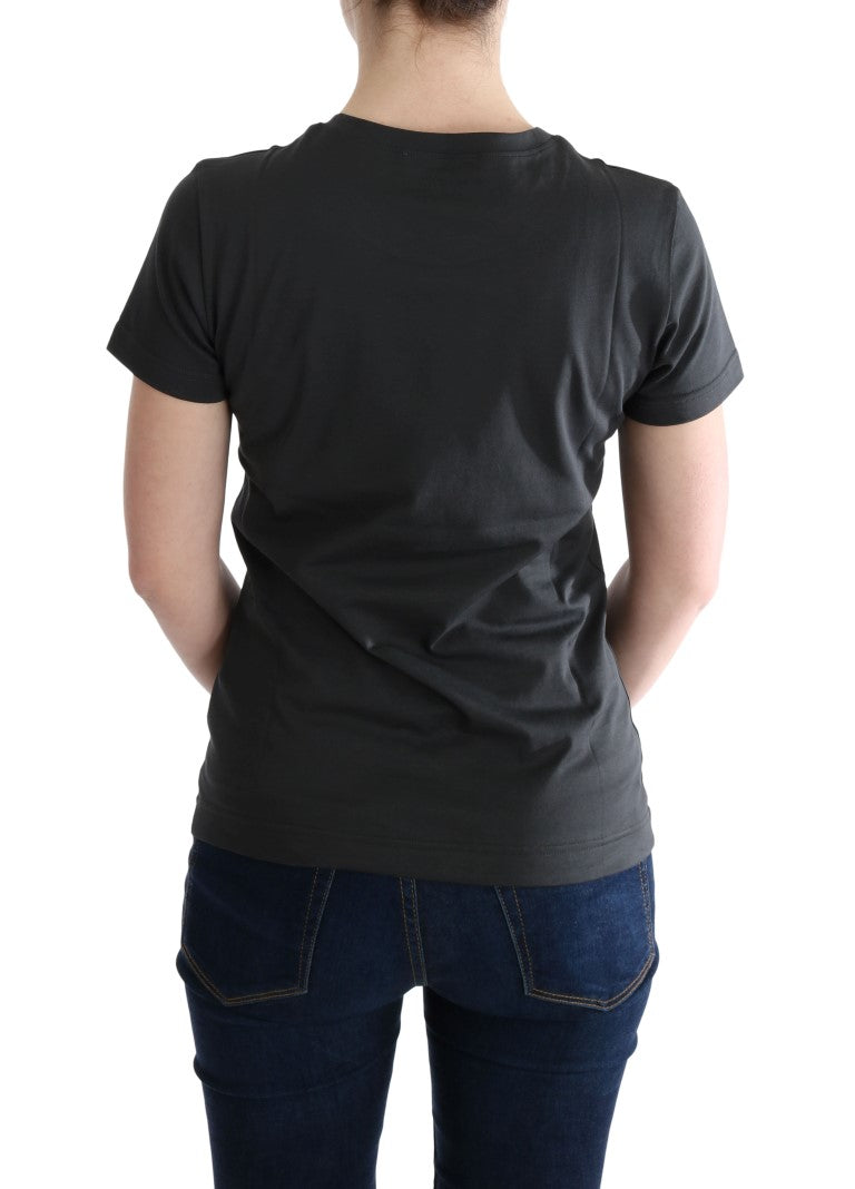 Elegantes graues Baumwoll-T-Shirt mit exklusivem Aufdruck