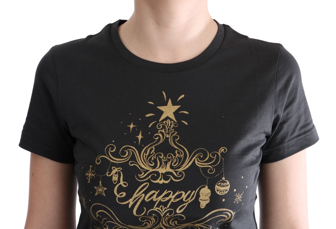 Elegantes graues Baumwoll-T-Shirt mit exklusivem Aufdruck
