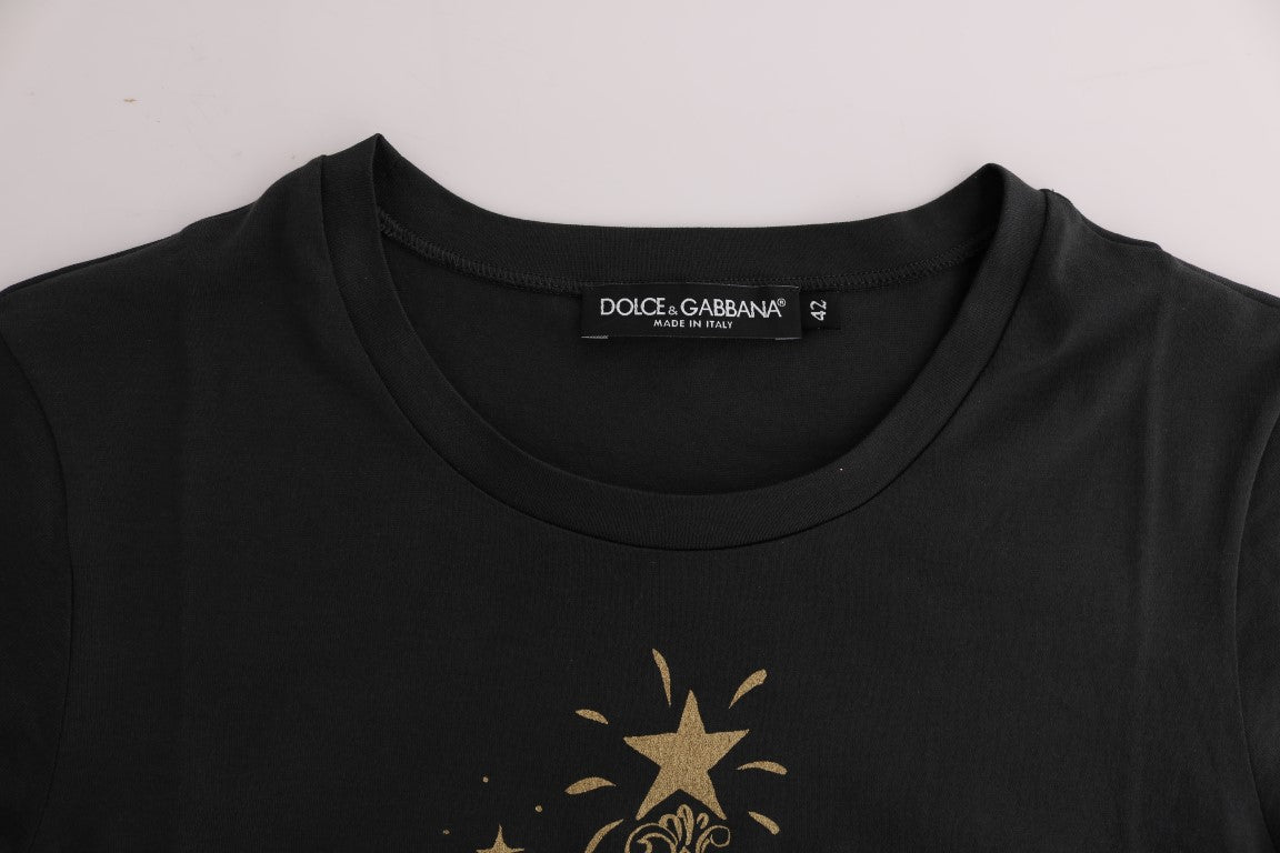 Elegantes graues Baumwoll-T-Shirt mit exklusivem Aufdruck