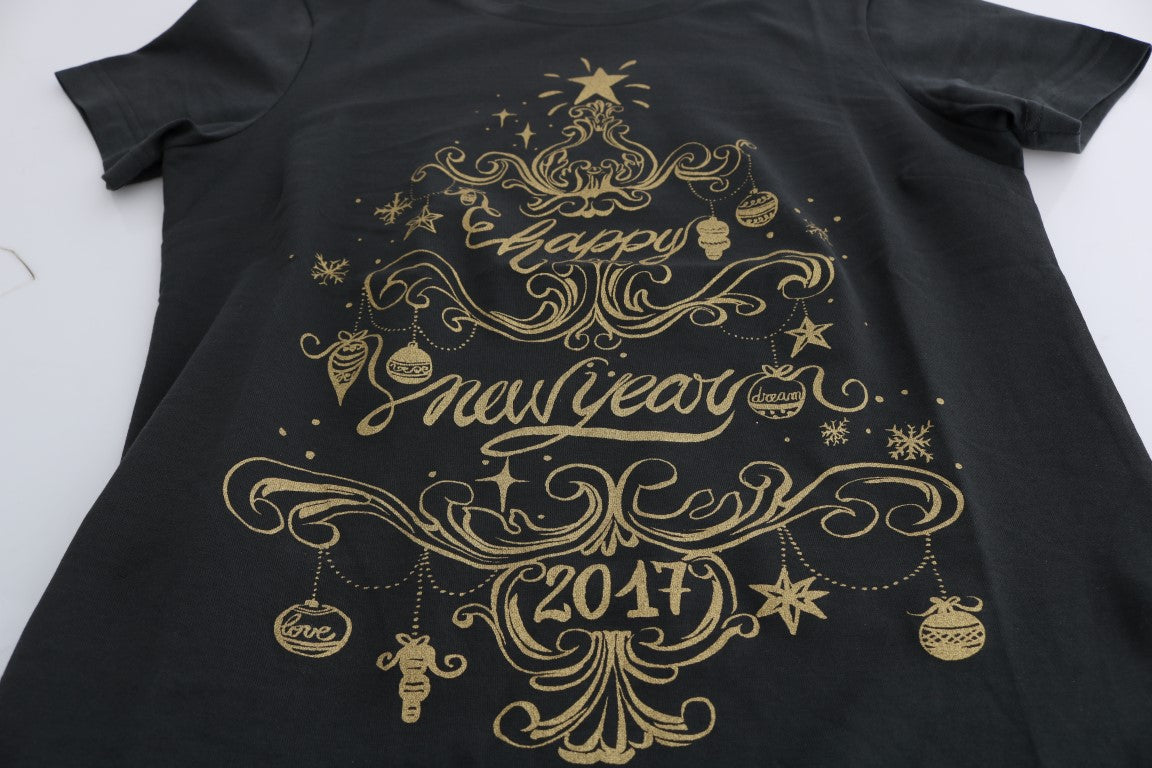 Elegantes graues Baumwoll-T-Shirt mit exklusivem Aufdruck