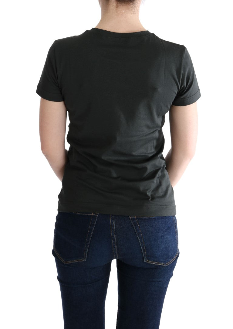 Smaragdgrünes Baumwoll-T-Shirt mit 2017-Aufdruck