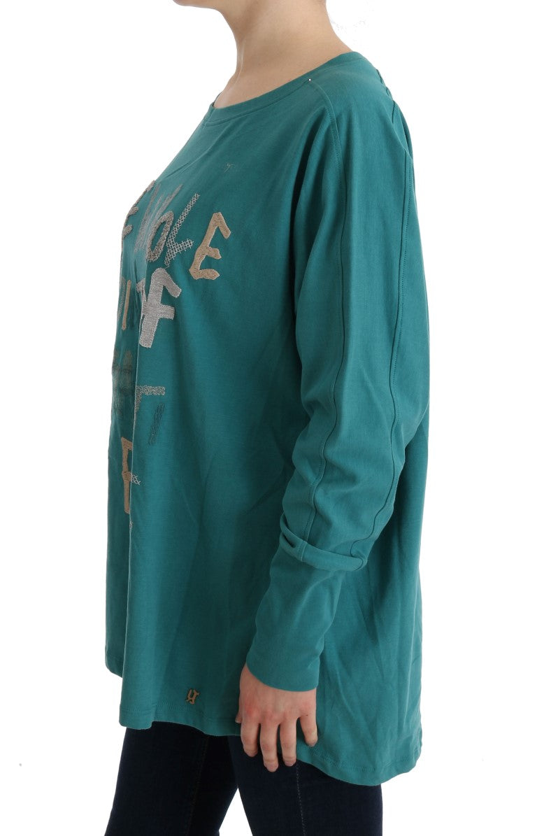 Eleganter Rundhals-Baumwollpullover in Grün