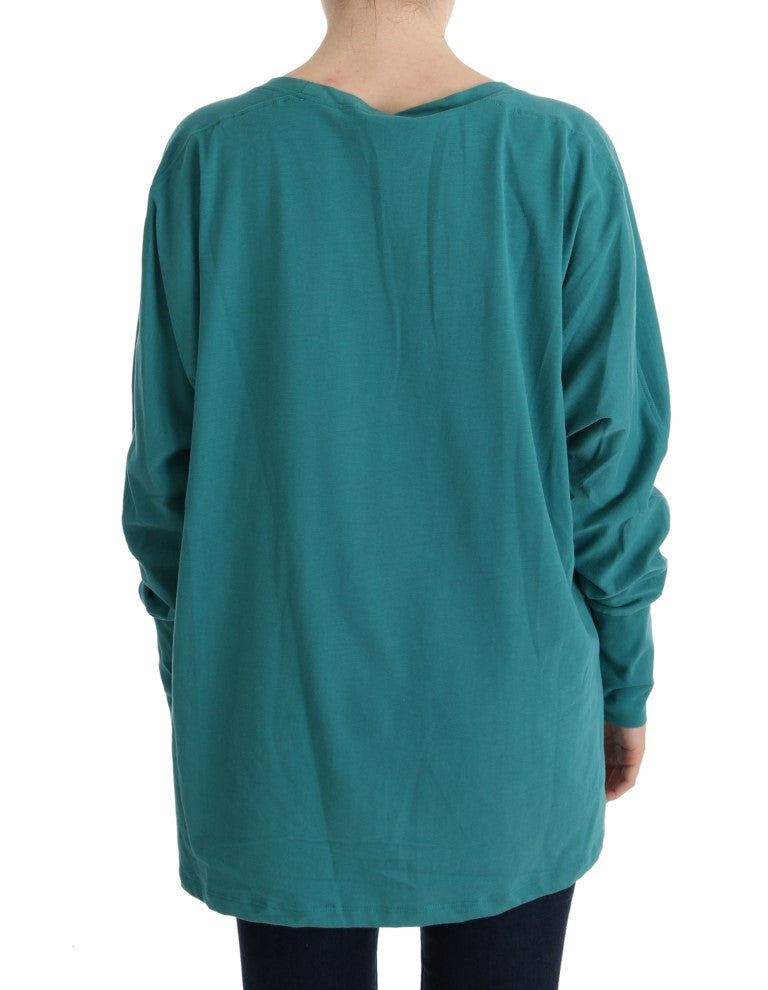 Eleganter Rundhals-Baumwollpullover in Grün