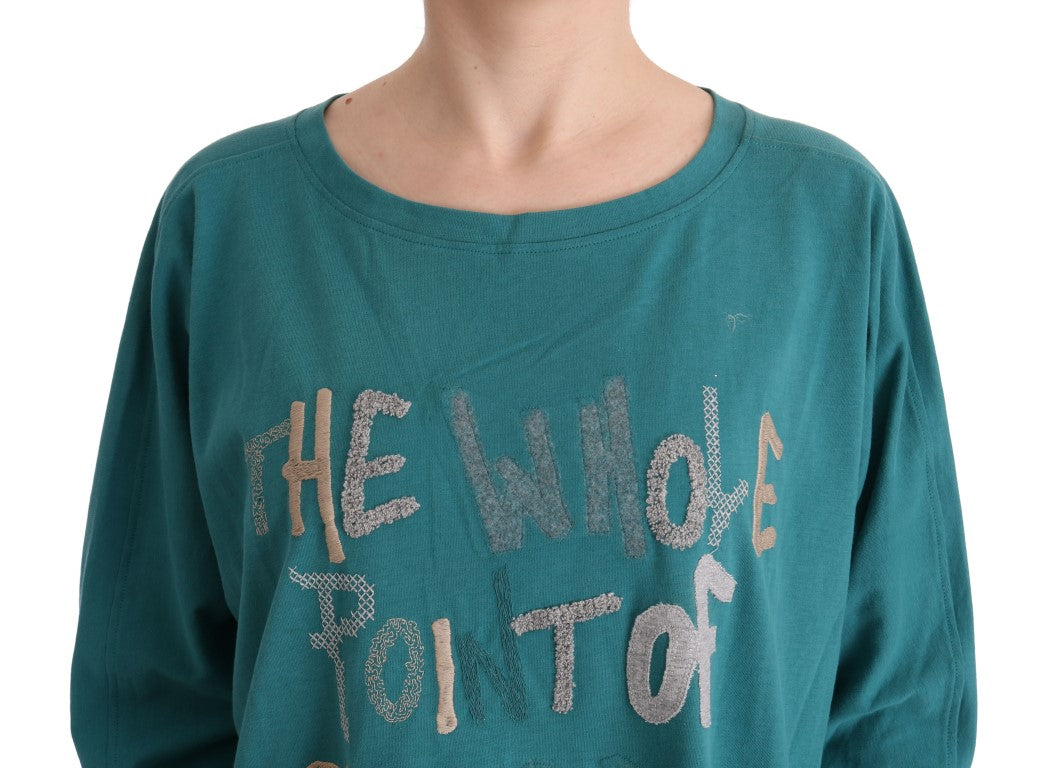 Eleganter Rundhals-Baumwollpullover in Grün