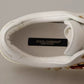 Dolce & Gabbana White Leather Gold Red Heart Sneakers Shoes