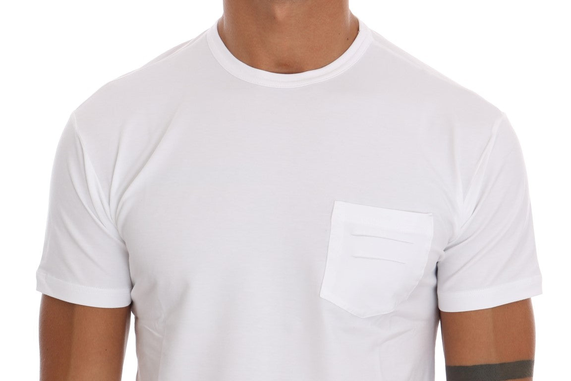 Elegantes weißes Rundhals-T-Shirt aus Baumwolle