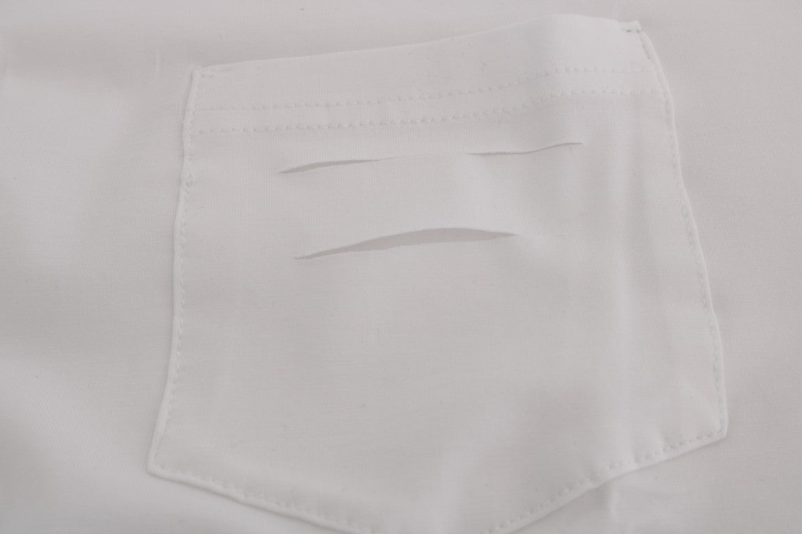 Elegantes weißes Rundhals-T-Shirt aus Baumwolle