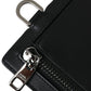 Black Calf Leather Lanyard Logo Card Holder Men Wallet