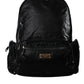 Black Patent Leather Logo Plaque Backpack Bag