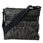 Gray Leopard PVC Leather Messenger Cross Body Bag