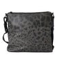 Gray Leopard PVC Leather Messenger Cross Body Bag