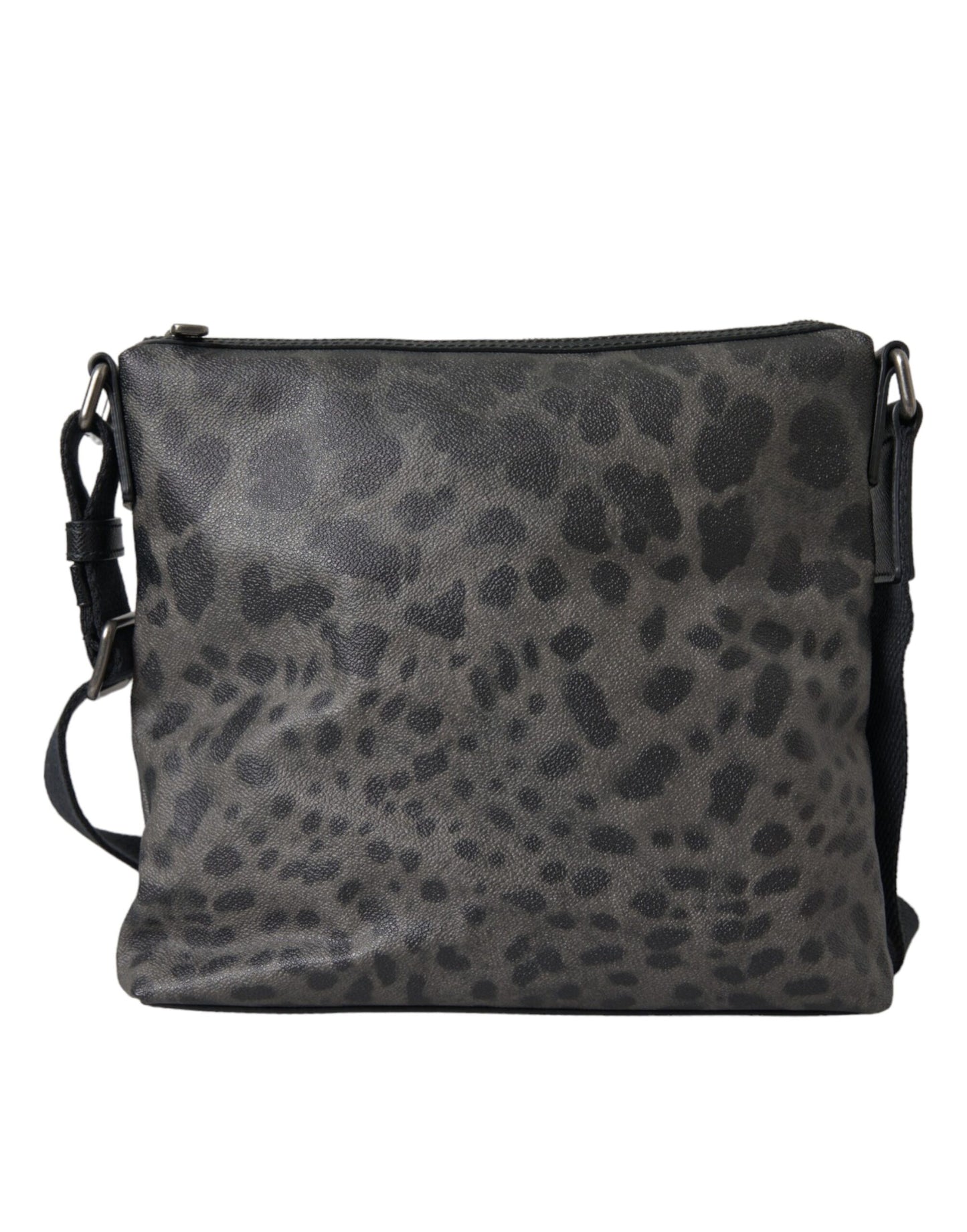 Gray Leopard PVC Leather Messenger Cross Body Bag