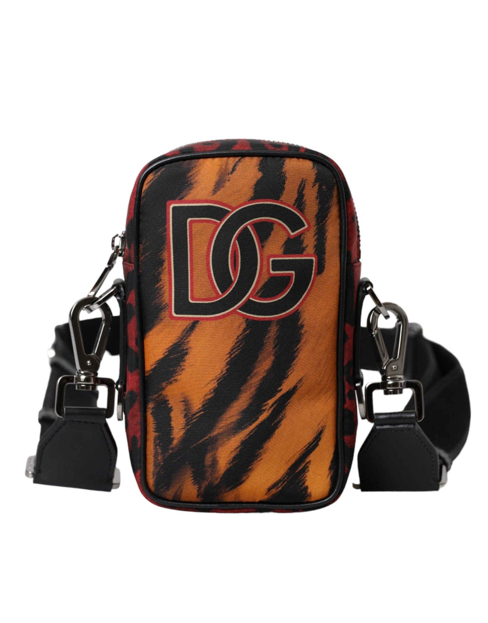 Mehrfarbige Umhängetasche aus Nylon mit Tiger-Print und Logo
