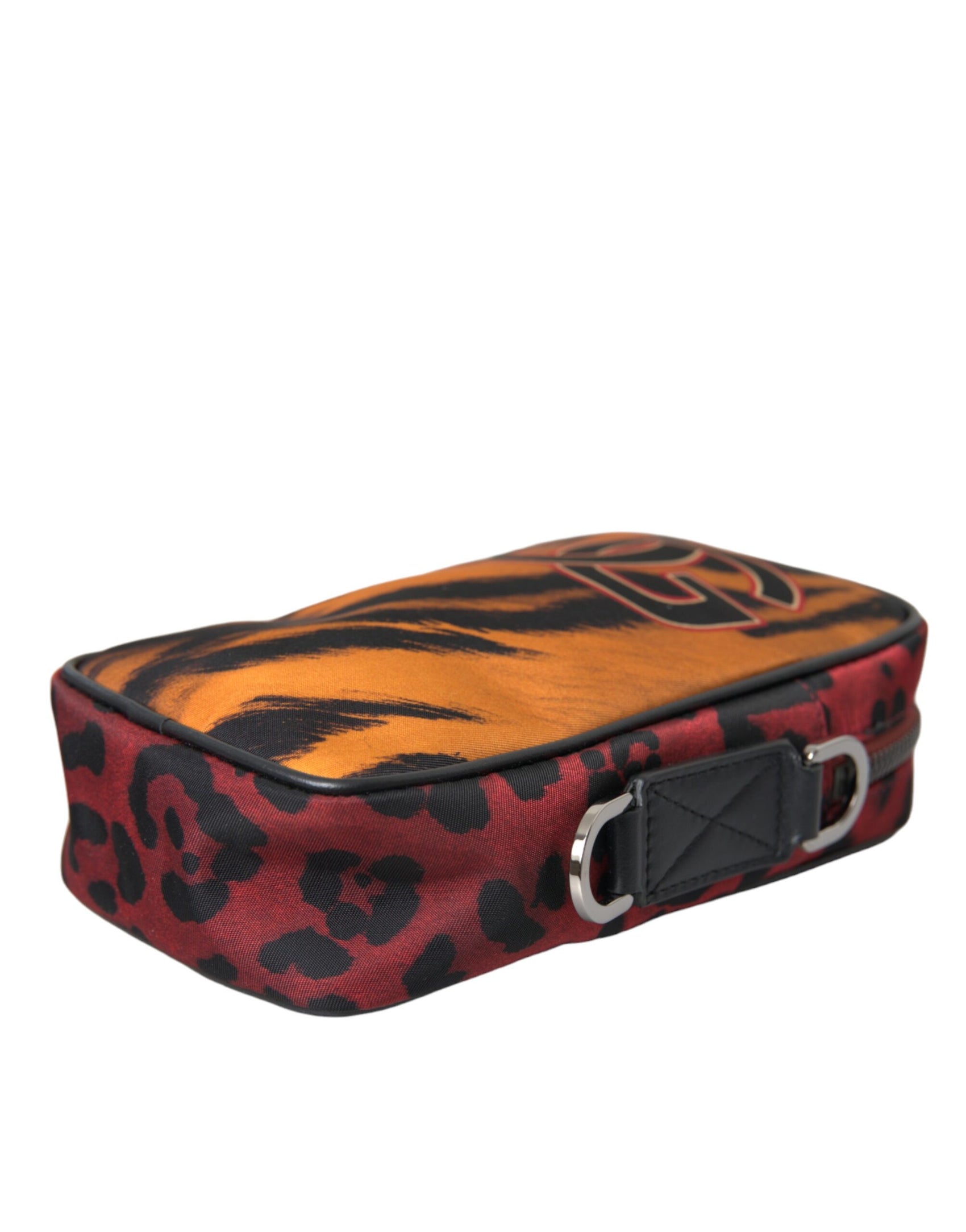 Mehrfarbige Umhängetasche aus Nylon mit Tiger-Print und Logo