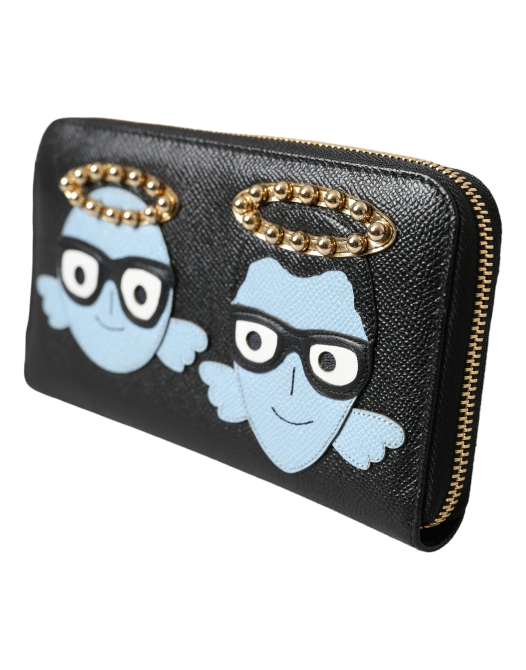 Schwarz Blau Leder #DGFAMILY Reißverschluss Continental Herren Geldbörse