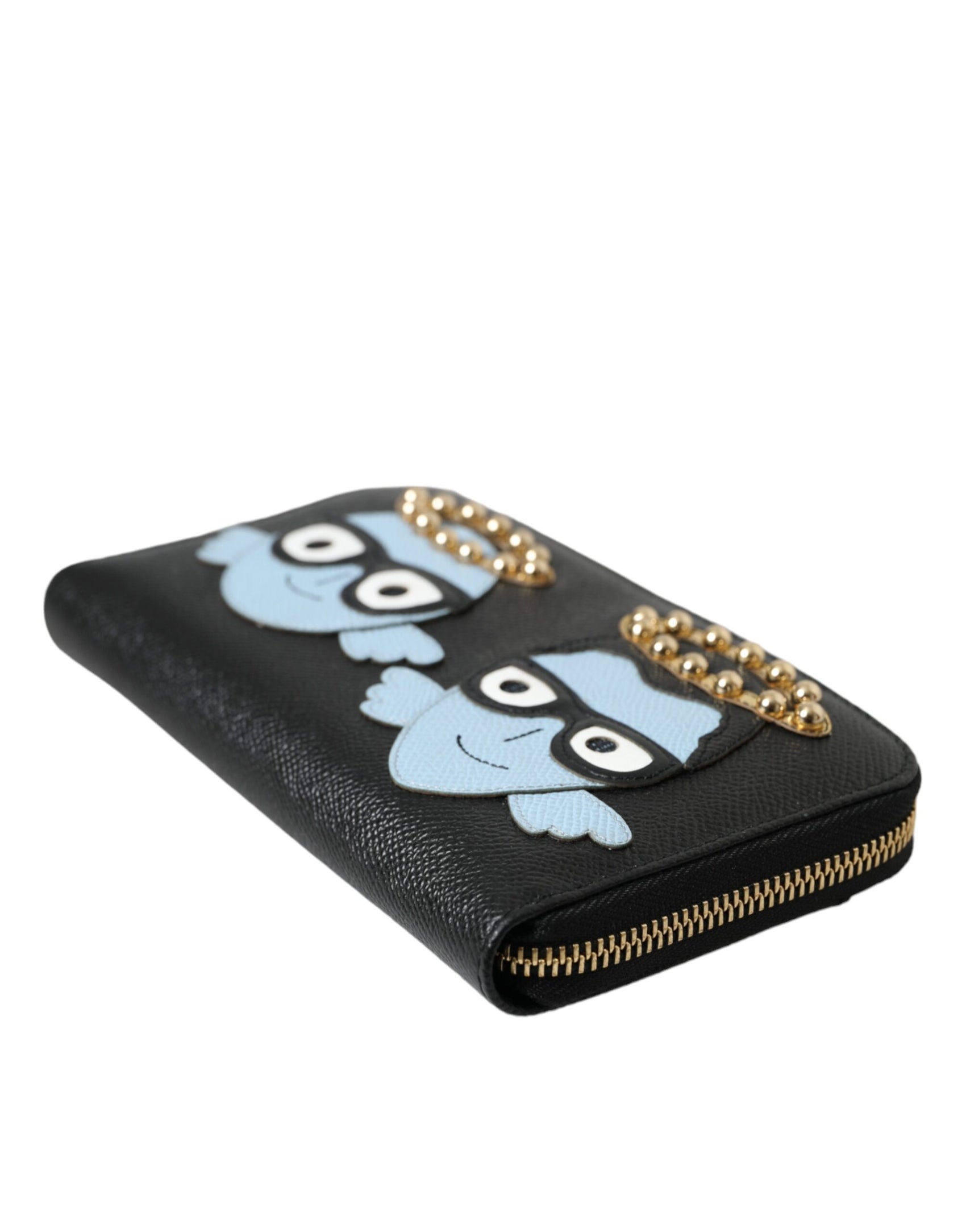Schwarz Blau Leder #DGFAMILY Reißverschluss Continental Herren Geldbörse