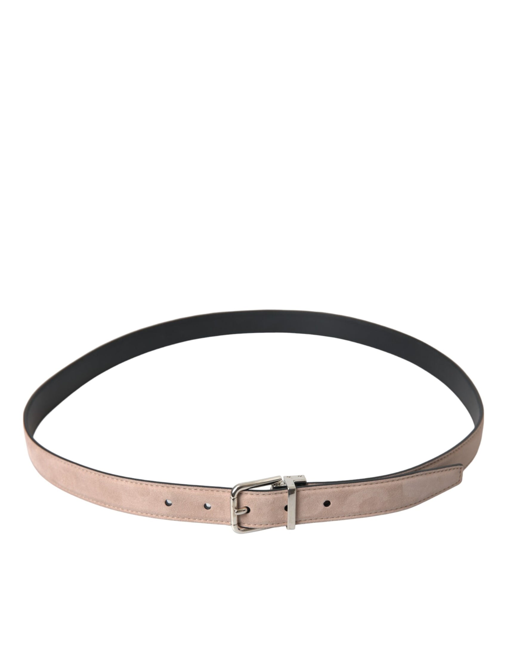 Cintura uomo in pelle scamosciata beige con fibbia argentata