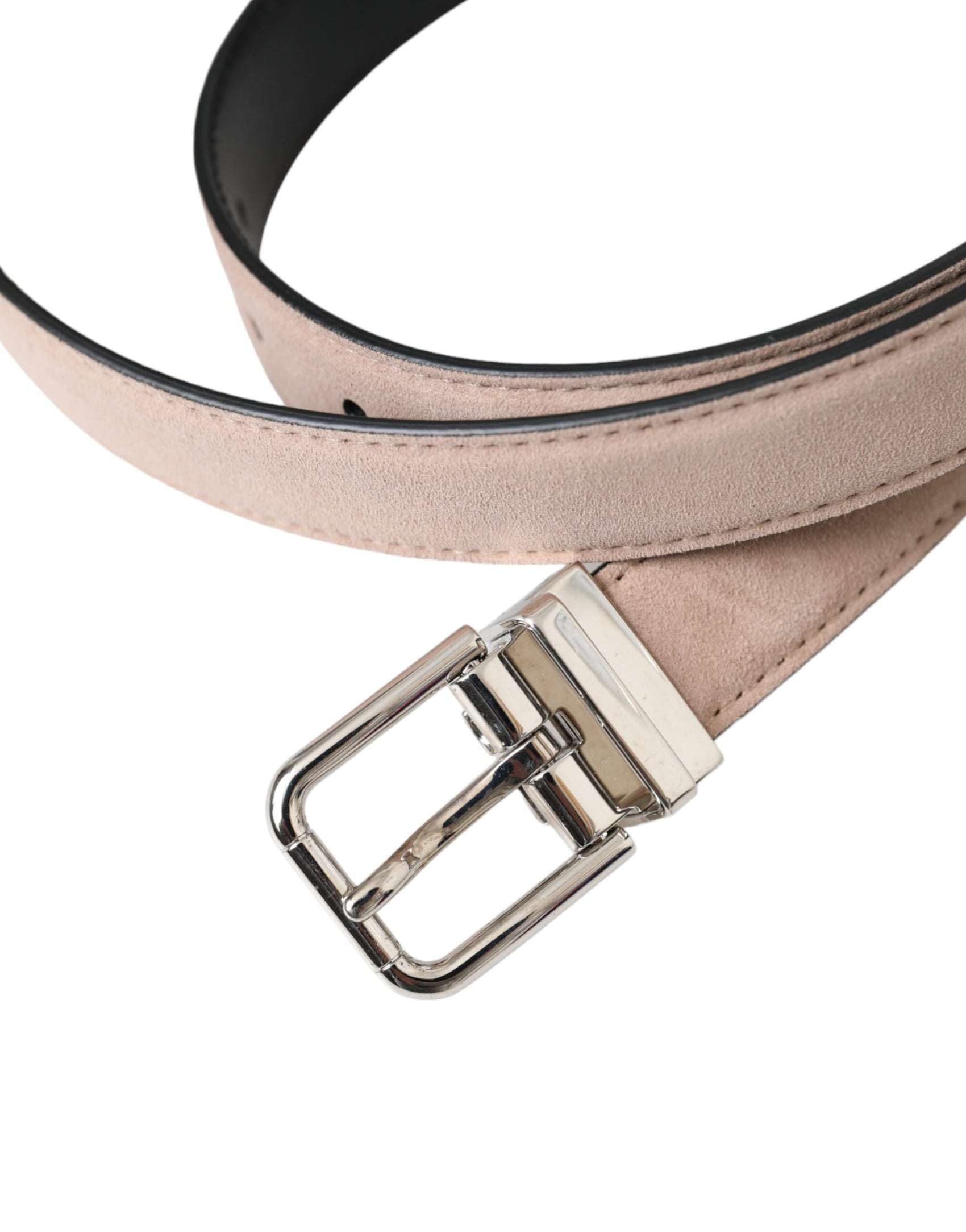 Cintura uomo in pelle scamosciata beige con fibbia argentata