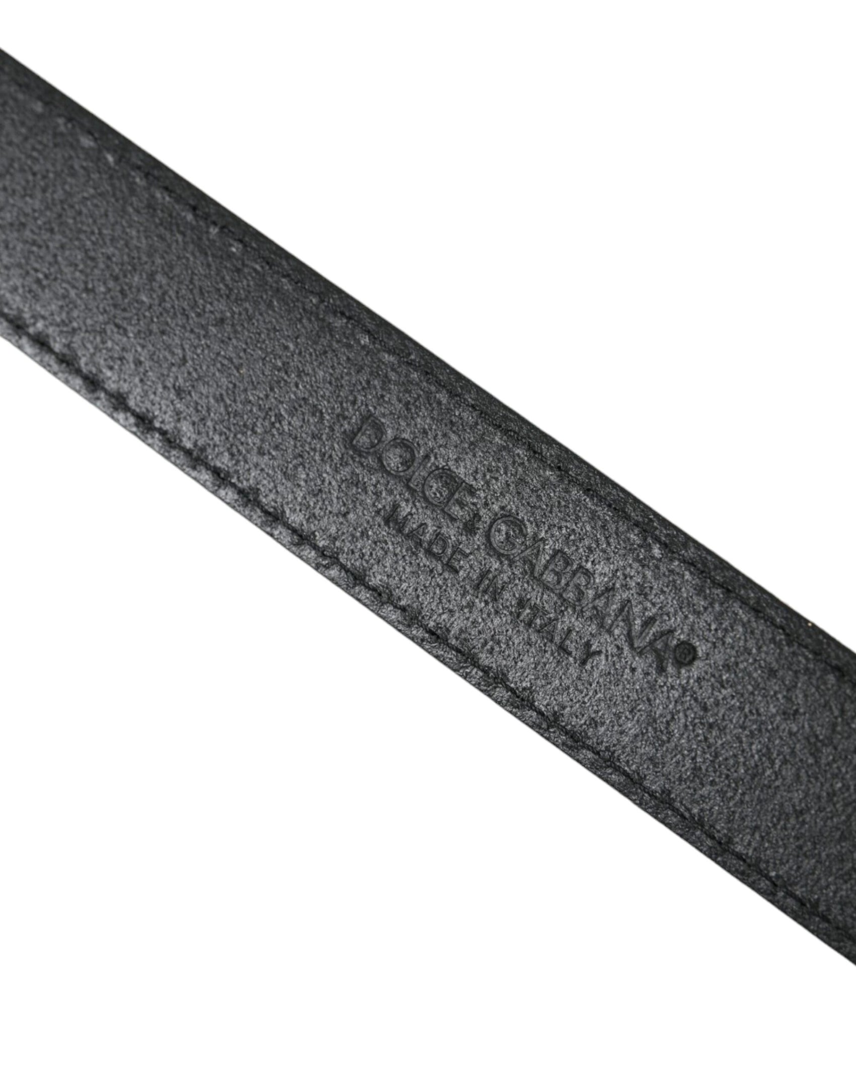 Cintura in pelle verde con fibbia in metallo argentato Jacquard