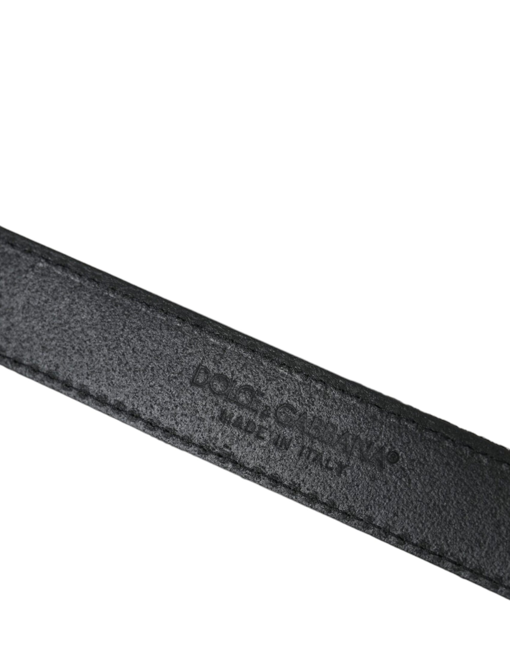 Cintura con fibbia in metallo argentato a strisce jacquard nere