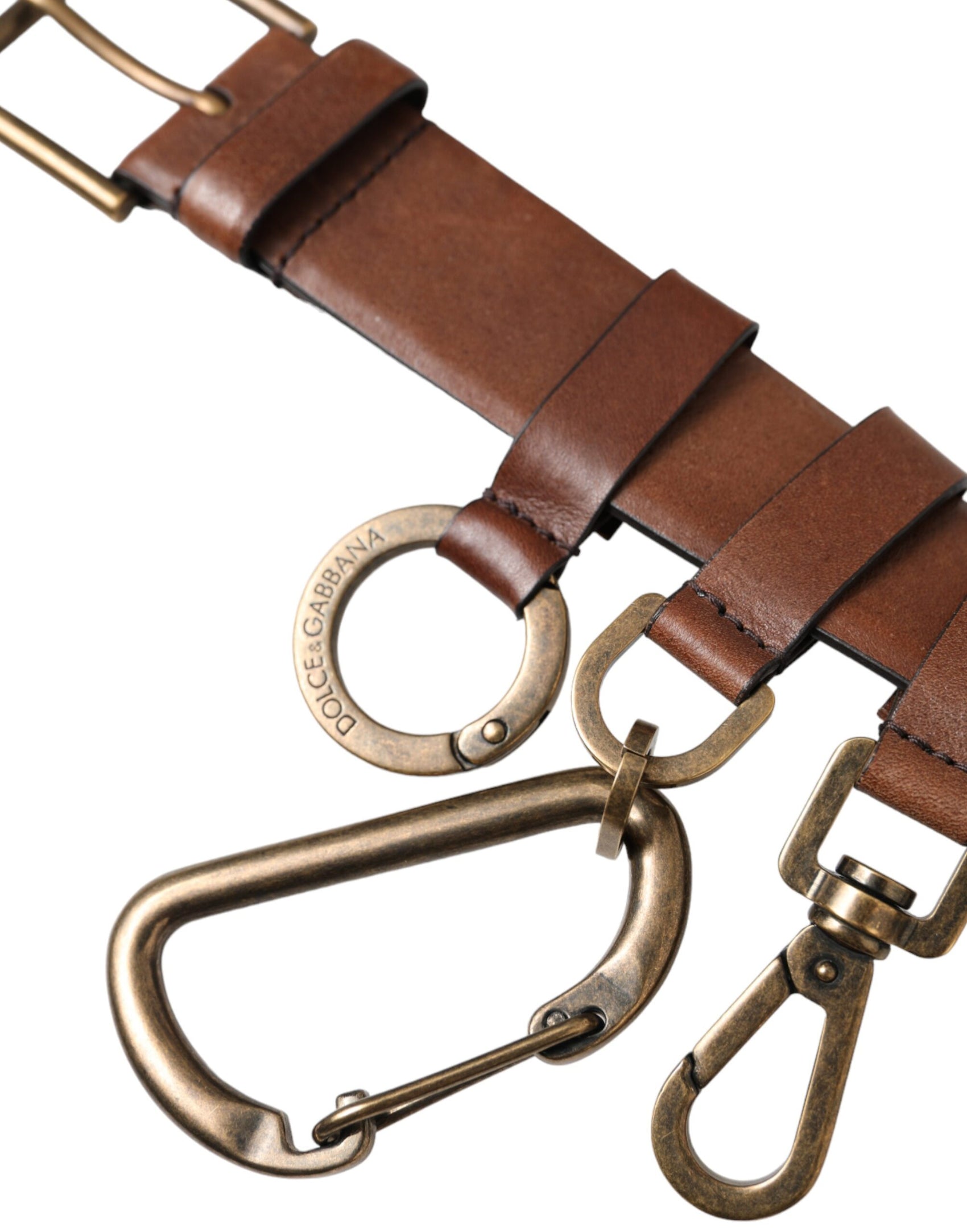 Cintura da uomo con fibbia in metallo dorato in pelle di vitello marrone