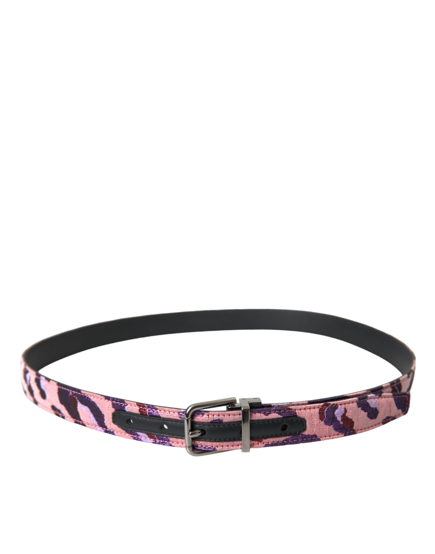 Cintura con fibbia in metallo in pelle jacquard multicolore