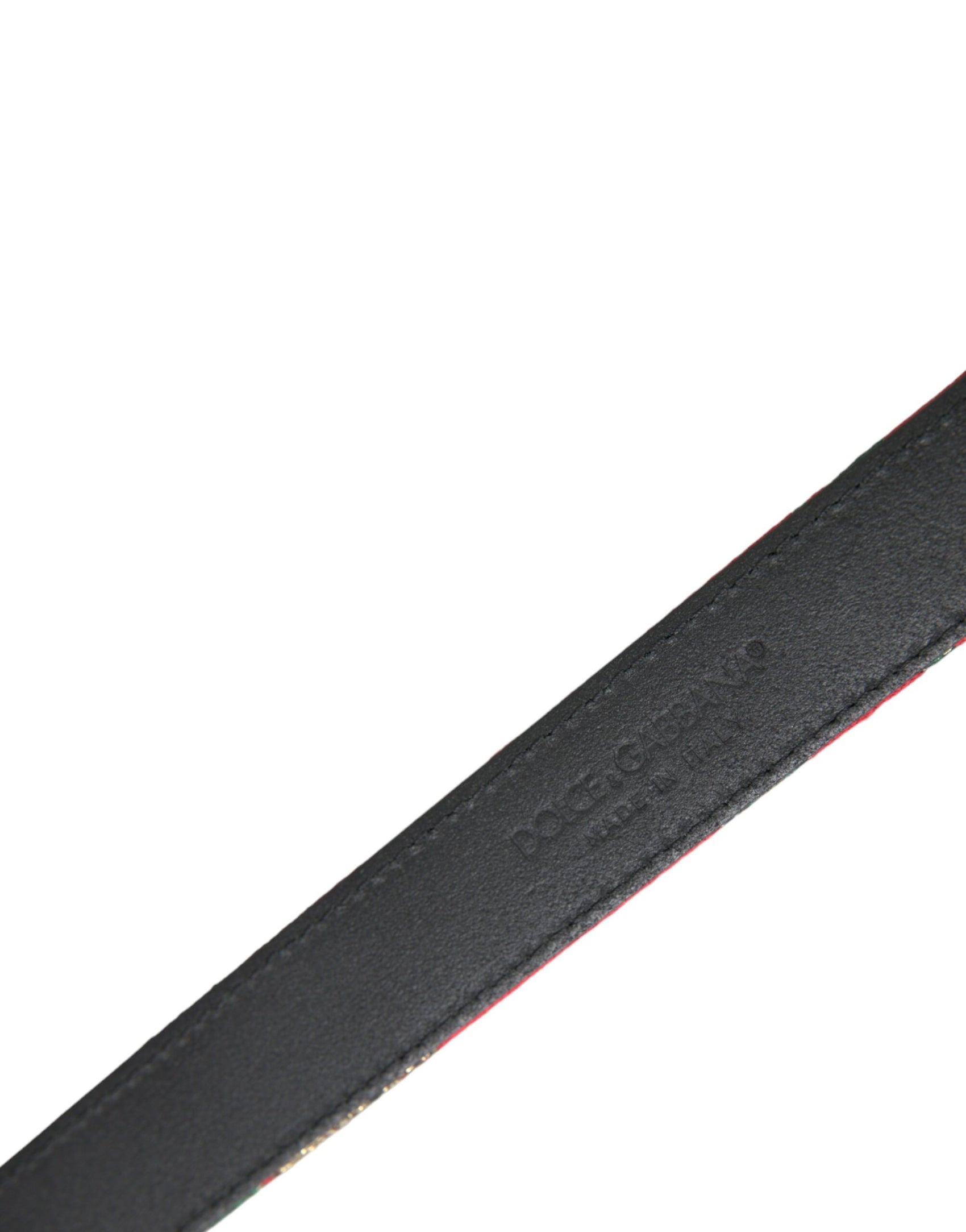 Cintura in pelle rossa con fibbia in metallo argentato Jacquard