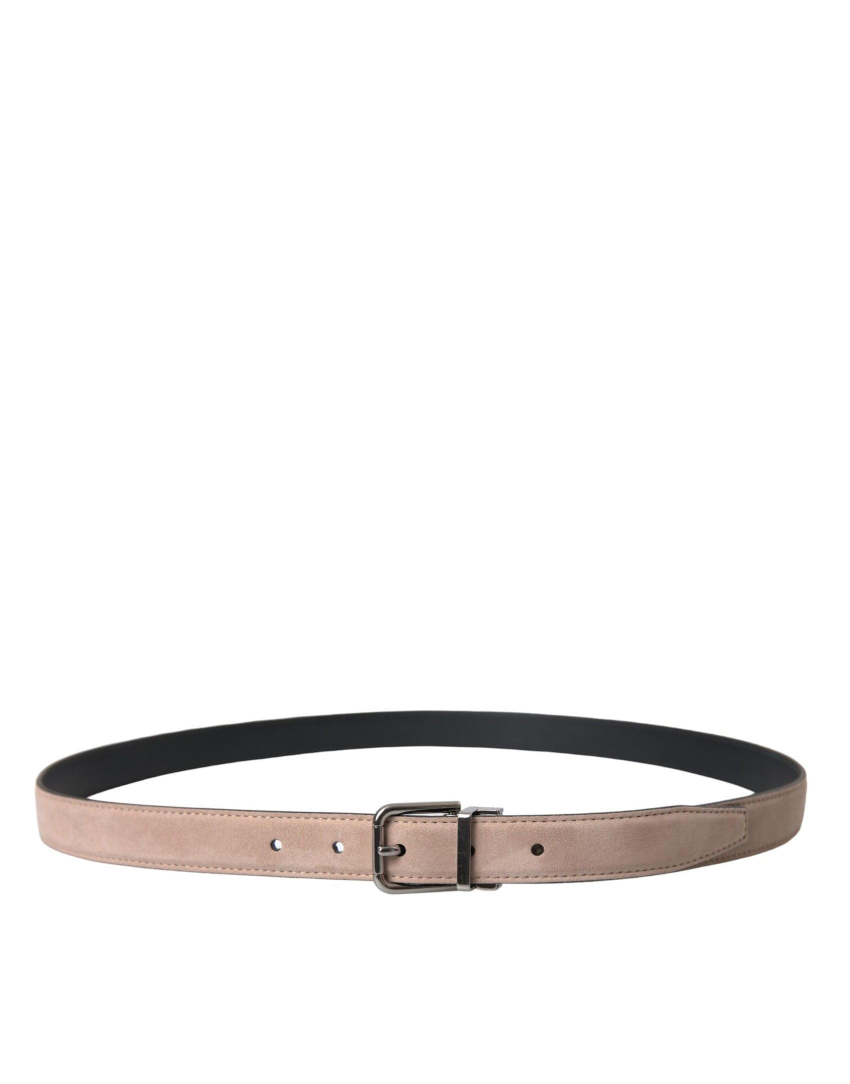 Cintura uomo in pelle scamosciata beige con fibbia argentata