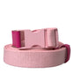 Pink Canvas Stretch Plastic Buckle Women Belt