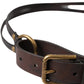 Dark Brown Leather Gold Metal Buckle Women Belt