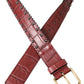 Brown Alligator Leather Studded Metal Buckle Belt