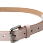 Light Pink Leather Silver Metal Buckle Belt