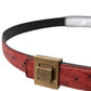 Brown Leather Square Metal Buckle Belt